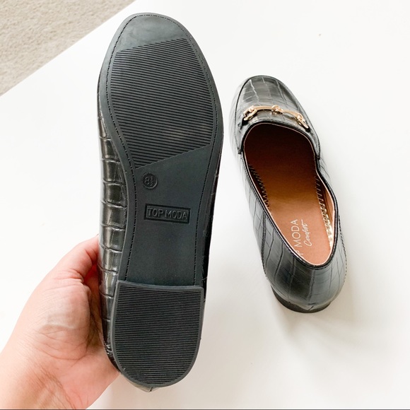 Top Moda Black Croc Loafer Astrid-1 - Picture 6 of 9